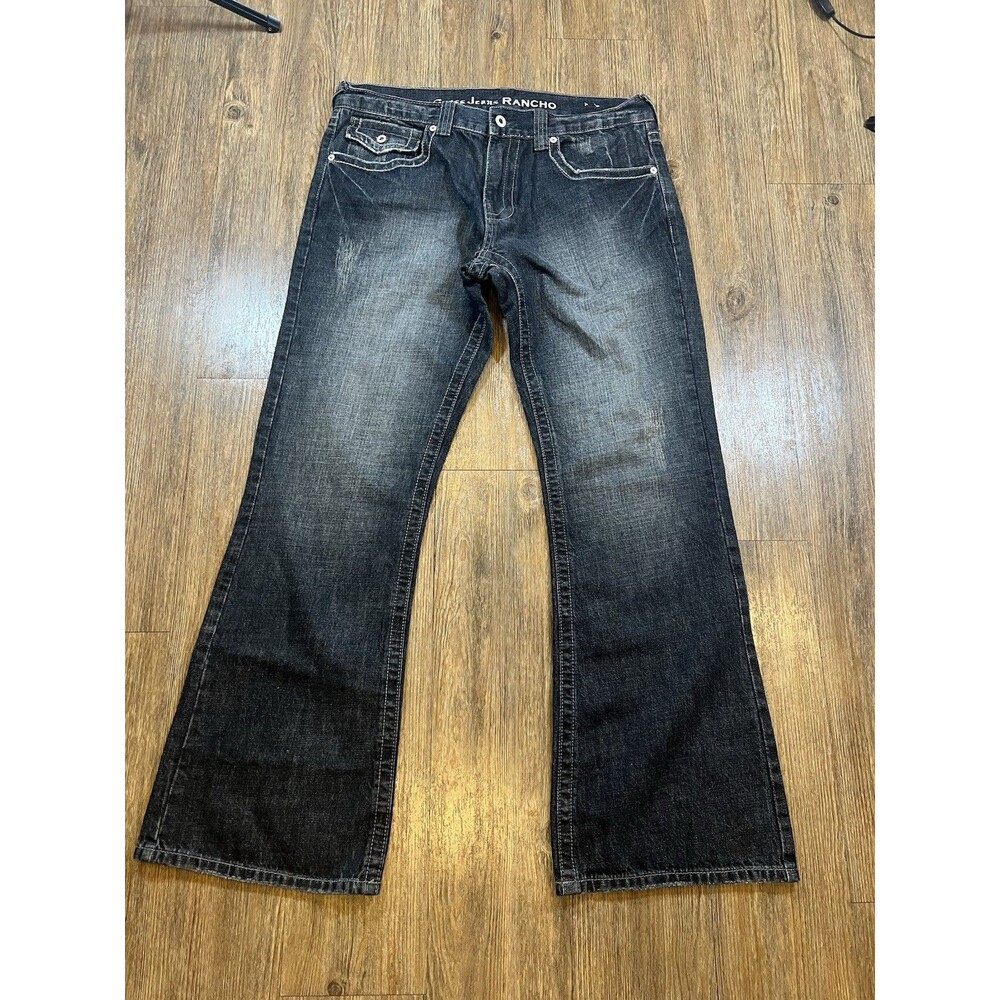 Guess Rancho Relaxed Boot Jeans Men's 34x30 Blue Denim Flap Pocket Y2K Vintage